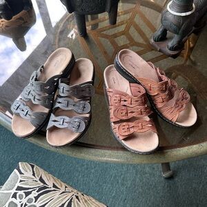 Stylish Gray and Brown Slide Sandals- both pairs for $100